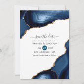 Navy and Gold Agate Wedding Save The Date (Voorkant)