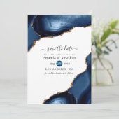 Navy and Gold Agate Wedding Save The Date (Staand voorkant)