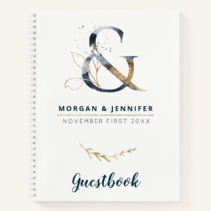 Navy and Gold Ampersand Guestbook Notitieboek