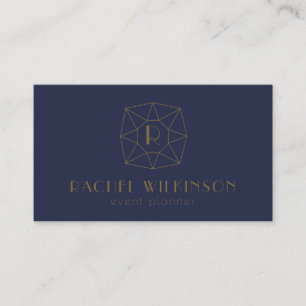 Navy and Gold Art Dec Gem Social Media Monogram Visitekaartje