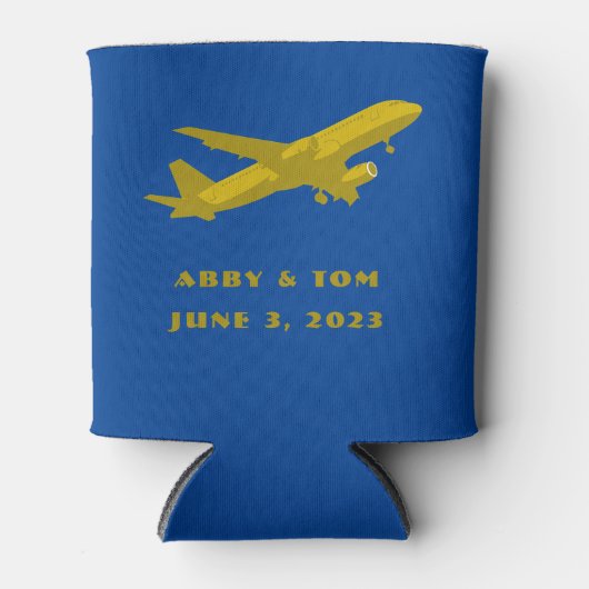 Navy and Gold Aviation Wedding Groomsmen Gift Blikjeskoeler (Voorkant)