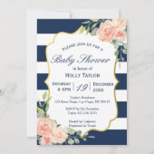 Navy and Gold Baby shower Invitation Kaart (Voorkant)