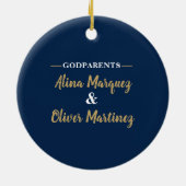 Navy and Gold Boys Baptism Keepomwille Keramisch Ornament (Achterkant)