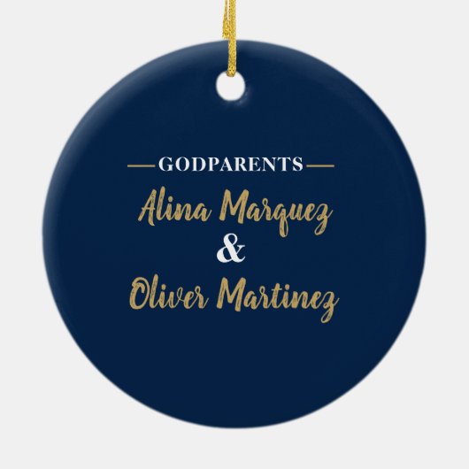 Navy and Gold Boys Baptism Keepomwille Keramisch Ornament (Achterkant)