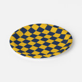 Navy and Gold Checkerboard Papieren Bordje (Gekanteld)