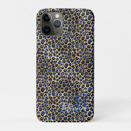 Navy and Gold Cheetah Monogram Case-Mate iPhone Case