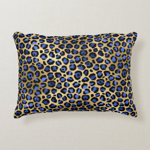 Navy and Gold Cheetah Print Accent Kussen