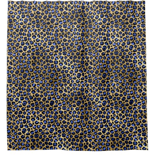Navy and Gold Cheetah Print Douchegordijn (Voorkant)