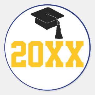Navy and Gold Class of 2019 Afstuderen Ronde Sticker