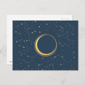 Navy and Gold Crescent Moon Eclipse Constellations Briefkaart (Voorkant / Achterkant)