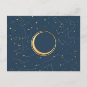 Navy and Gold Crescent Moon Eclipse Constellations Briefkaart (Voorkant)