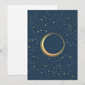 Navy and Gold Crescent Moon Eclipse Constellations Feestdagenkaart (Voorkant / Achterkant)