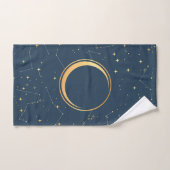 Navy and Gold Crescent Moon Eclipse Constellations Handdoek (Handdoek)