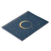 Navy and Gold Crescent Moon Eclipse Constellations Notitieboek (Linkerzijde)