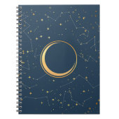 Navy and Gold Crescent Moon Eclipse Constellations Notitieboek (Voorkant)