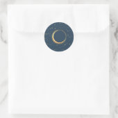 Navy and Gold Crescent Moon Eclipse Constellations Ronde Sticker (Tas)