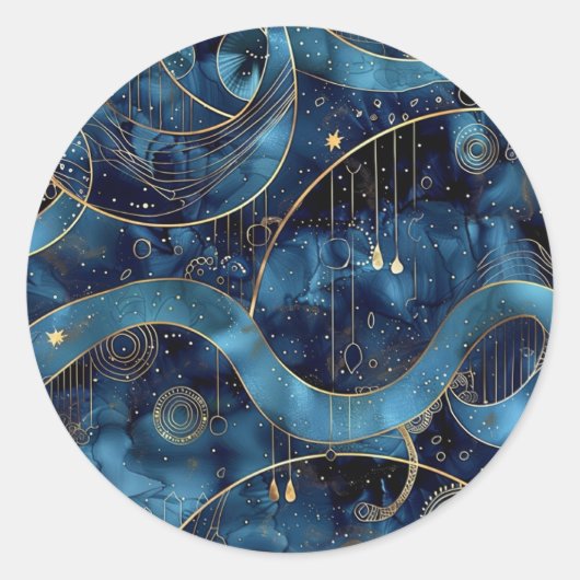 Navy and Gold Custom Astrology Sticker (Voorkant)