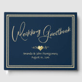 Navy and Gold Elegant Wedding Gastenboek (Voorkant)