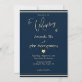 Navy and Gold Elegant Wedding with RSVP Kaart (Voorkant)