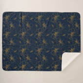 Navy and Gold Floral Sherpa Throw Blanket (Voorkant (horizontaal))