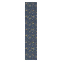 Navy and Gold Floral Table Runner Korte Tafelloper