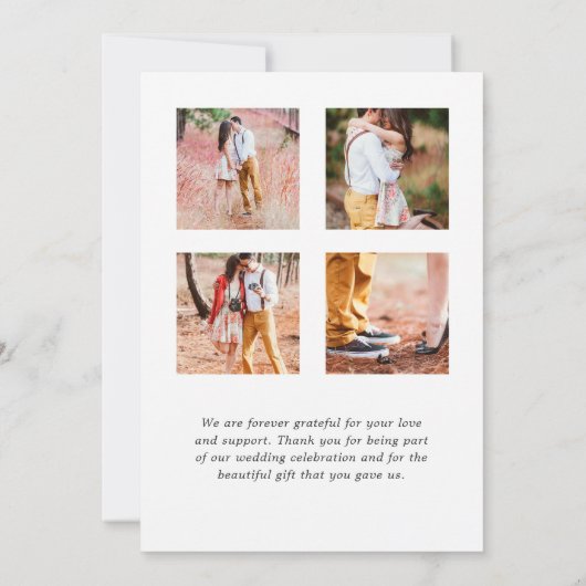 Navy and Gold Floral Wedding Photo Collage Bedankkaart (Achterkant)