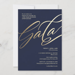 Navy and Gold Gala Invitation Kaart