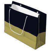 Navy and Gold Gift Bag - Groot, glanzend Groot Cadeauzakje (Voorkant Gekanteld)
