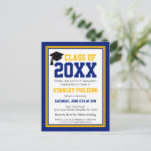 Navy and Gold Graduation Party Uitnodiging Briefkaart (Staand voorkant)