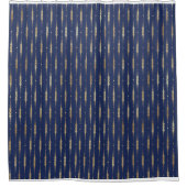 Navy and Gold Intricate Line Pattern Douchegordijn (Voorkant)