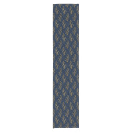 Navy and Gold Leaf Table Runner Korte Tafelloper