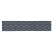 Navy and Gold Leaf Table Runner Korte Tafelloper (Horizontaal)