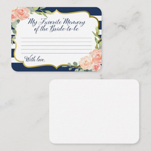 Navy and Gold My Favorite Memory of Bride Informatiekaartje (Voorkant / Achterkant)