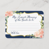 Navy and Gold My Favorite Memory of Bride Informatiekaartje (Voorkant)