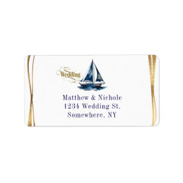Navy and Gold Nautical Boat Gold Frame Wedding Etiket