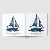 Navy and Gold Nautical Boat Gold Frame Wedding Gastenboek (Volledig)
