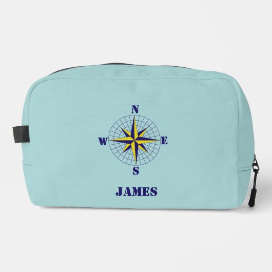 Navy and Gold Nautical Compass Rose with Name Toilettasje (Voorkant)