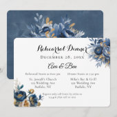 Navy and Gold Peony Flowers Rehearsal Dinner Kaart (Voorkant / Achterkant)