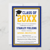 Navy and Gold Photo Graduation Party Kaart (Voorkant)