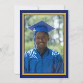 Navy and Gold Photo Graduation Party Kaart (Achterkant)