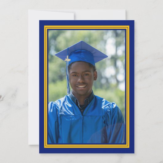 Navy and Gold Photo Graduation Party Kaart (Achterkant)