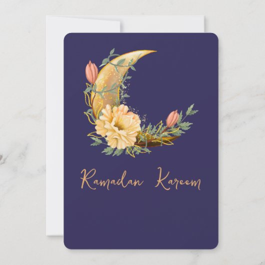 Navy and Gold Ramadan Iftar Dinner Invitation Kaart (Achterkant)