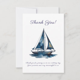 Navy And Gold Sailboat Nautical Wedding Bedankkaart