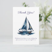 Navy And Gold Sailboat Nautical Wedding Bedankkaart (Staand voorkant)