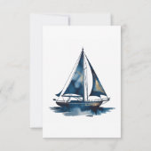 Navy And Gold Sailboat Nautical Wedding Bedankkaart (Achterkant)