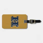 Navy and Gold School Pride Color Style Monogram Bagagelabel (Voorkant horizontaal)