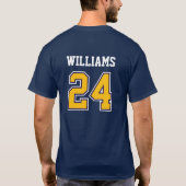 Navy and Gold School Spirit Custom Baseball Team  T-shirt (Achterkant)