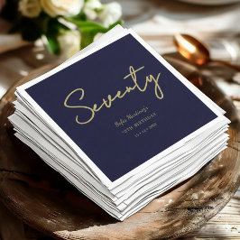 Navy and Gold Seventy Birthday Party Napkins Servet