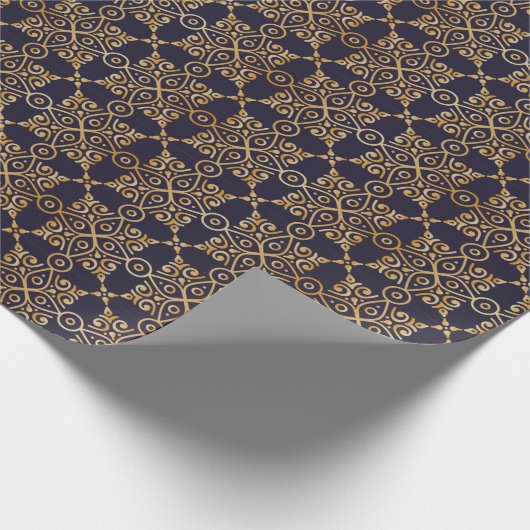 Navy and Gold Square Manadala Cadeaupapier (Hoek)