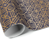 Navy and Gold Square Manadala Cadeaupapier (Rol Hoek)
